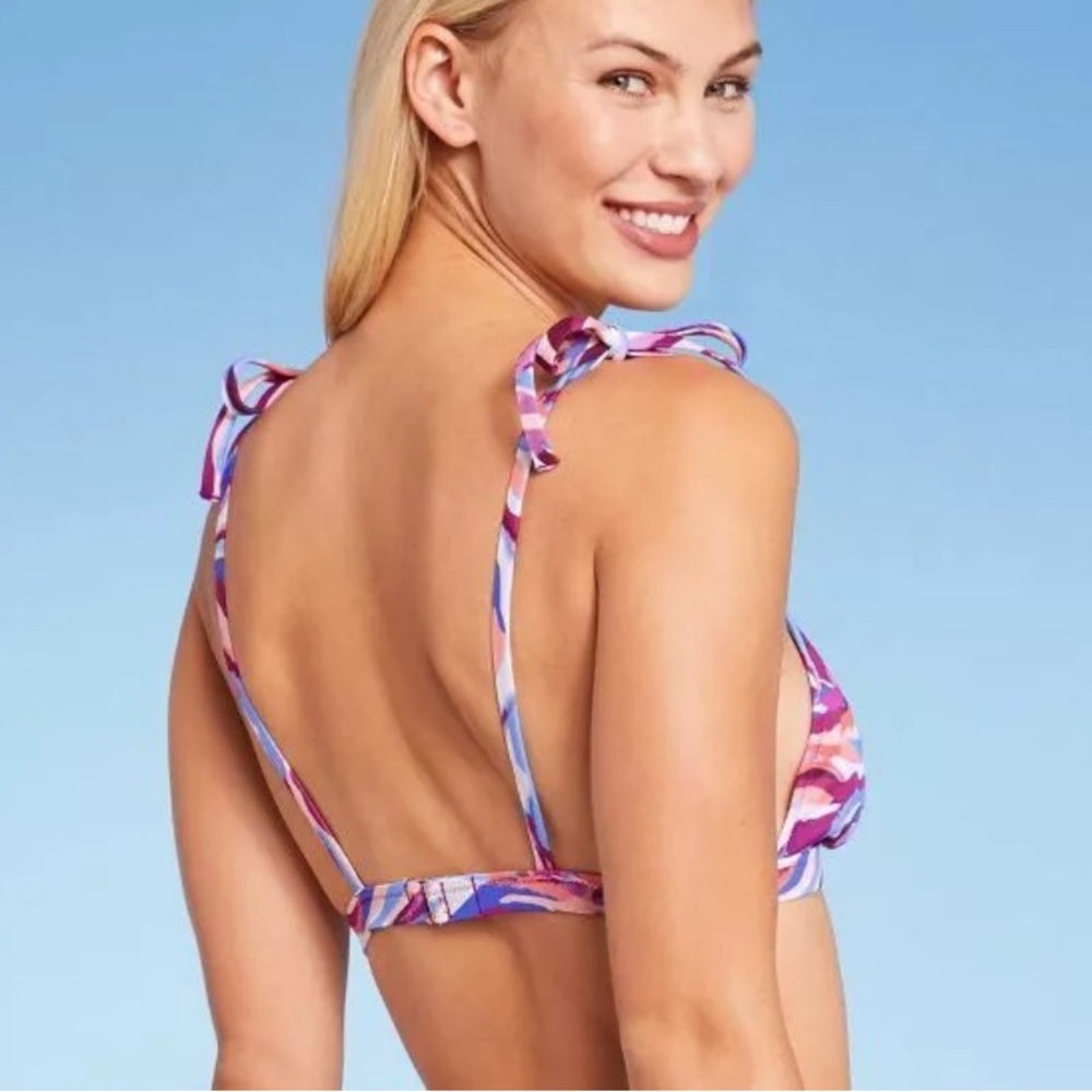 Women’s  Shoulder Tie Triangle Bikini Top - Shade & Shore™ Ulti Anial Print Sz M - Picture 2 of 7